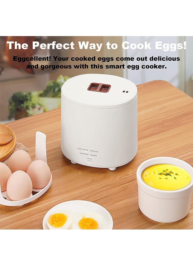 Rapid Egg Cooker ,4 Egg Capacity Cooker for Steamed, Hard Boiled, Soft Boiled Eggs and Onsen ,Electric Egg Boiler for Home Kitchen, Dorm Use - Smart Egg Maker with Auto Shut OFF and Alarm.