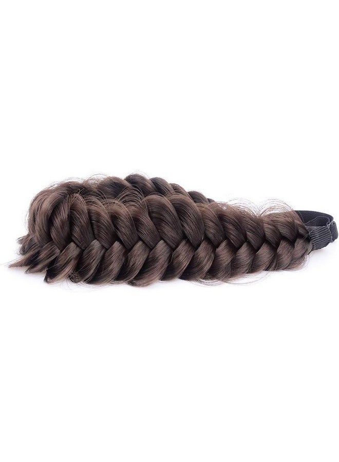 BOBIYA Messy Wide 2 Strands Synthetic Hair Braided Headband Classic Chunky Hair Braid Elastic Stretch Braid Headbands (Brunette Brown) - Image 3