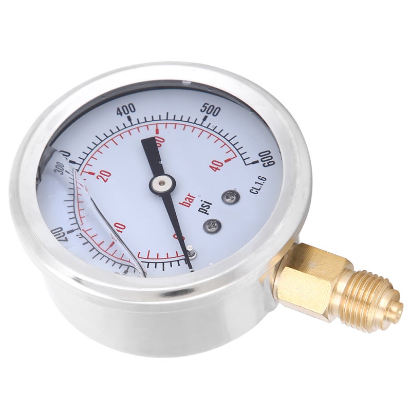 Pressure Gauge 1/4BSP 0-40bar/0-600psi Easy Installation - Stable Clear Indicator Stainless Steel Brass Construction - High Accuracy Corrosion Resistant Machinery Gauge for Industrial Machinery Petrol - Image 1