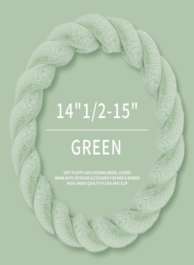 HighnessHwoo Luxury Fluffy Winter Car Steering Wheel Cover for Women Soft Warm Plush Cute Auto Accessories for Vehicle, Sedan, Universal, Fuzzy, Anti Slip, Green, Standard Size, 14.75-15.15" - Image 3