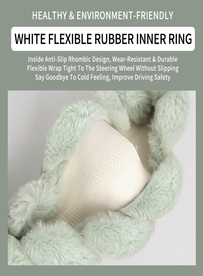HighnessHwoo Luxury Fluffy Winter Car Steering Wheel Cover for Women Soft Warm Plush Cute Auto Accessories for Vehicle, Sedan, Universal, Fuzzy, Anti Slip, Green, Standard Size, 14.75-15.15" - Image 5
