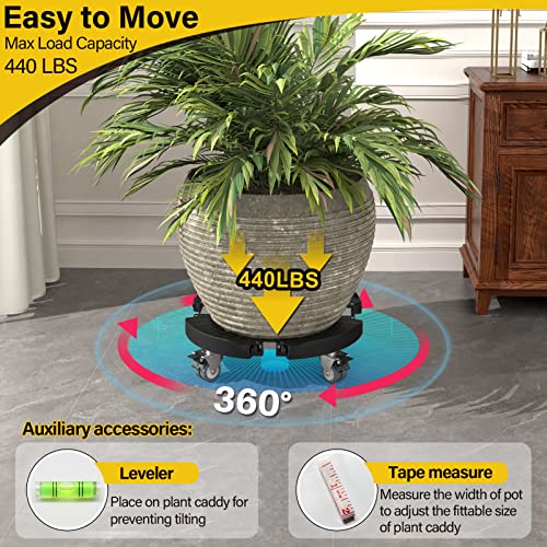 Goovilla Heavy Duty Plant Stand with Wheels, 1Pack Adjustable 15-22 Plant Caddy with Lockable Caster Wheels 440LBS, Rolling Stand/Dolly/Roller for Indoor Outdoor Large Planter, Flower Pot,Black - Image 2
