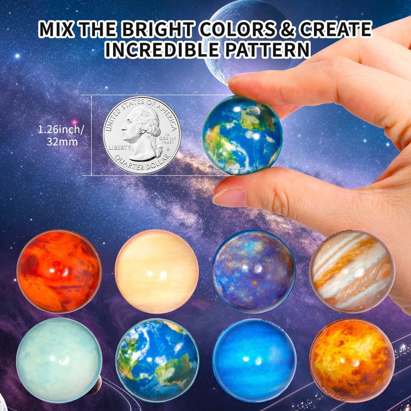 Pllieay 24PCS Space Solar System Eight Planets Themed Bouncy Balls for Kids Party Favors, Gift Bag Filling, 32mm - Image 3