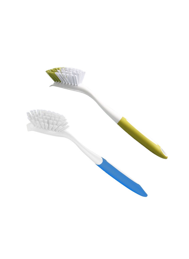 Generic - Dish brush kitchen brush pan cleaning plastic long handle brush pan brush daily necessities cross-border generation dish washing brush Blue + Yellow Green Blue + Yellow Green - Image 1