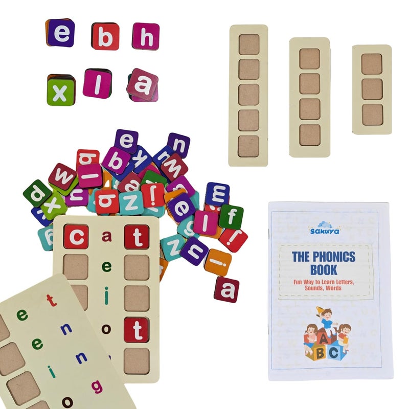 Sakuya Hands-On Phonics Kit for Kids | Games for Kids | Letter and Spelling Game | Durable Letter Tiles | Early Development Game, and Engaging Cognitive Development Activities - Image 1