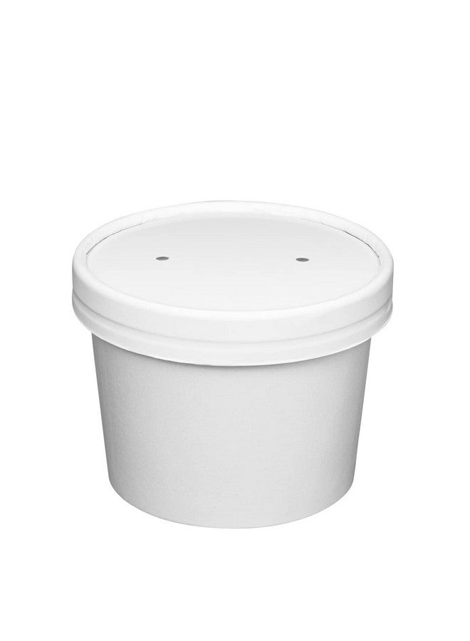 قوستو جوستو [8 أونصة - 50 عبوة ورقية بيضاء للطعام بأغطية بفتحات تهوية - أوعية حساء ساخنة جاهزة، أكواب آيس كريم للاستخدام مرة واحدة، مثالية للأطعمة الساخنة والباردة - (كانت تُعرف سابقًا باسم كومفي باكيج)] - Image 1