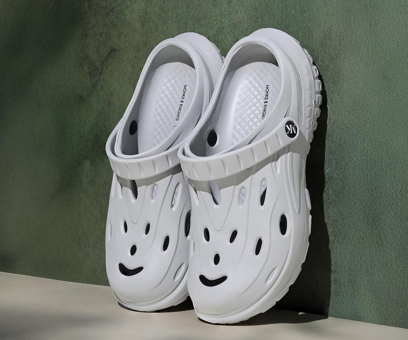 MONKS & KNIGHTS Lightweight Grey Clogs for Men | Flexible All Day Clogs | MK-CLG-002 | UK-6 - Image 3