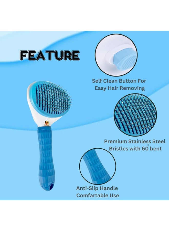 Pet Grooming Combo Of Self-Cleaning Slicker And Massaging Hand Glove For Dogs & Cats | Push-Button Clean, Retractable Teeth And Soft Bristle Glove (Oval Slicker + True Touch Glove) - Image 5