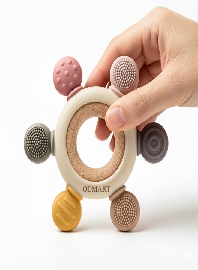 ODMART Baby Teether for 0-24 Months | BPA Free Silicone Sensory Teething Toy for Newborns, Infants & Toddlers | Safe Chew Gift for 1-2 Year Old Boys & Girls (Multicolor) - Image 4