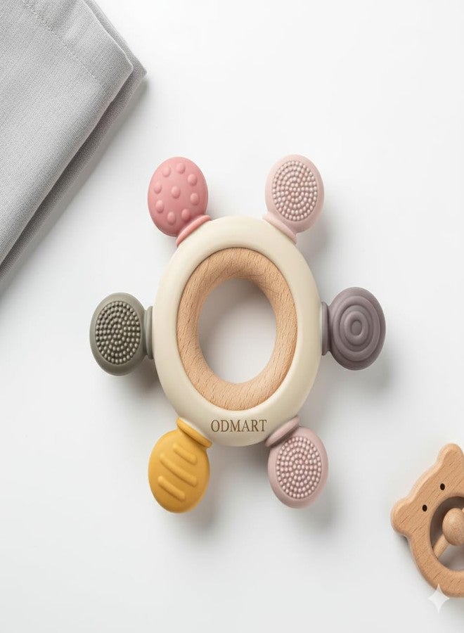 ODMART Baby Teether for 0-24 Months | BPA Free Silicone Sensory Teething Toy for Newborns, Infants & Toddlers | Safe Chew Gift for 1-2 Year Old Boys & Girls (Multicolor) - Image 5