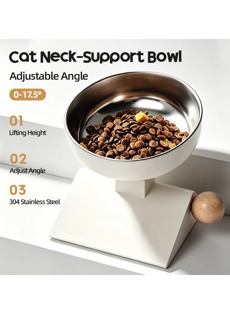 general Elevated Neck Protector Cat Bowl, Stainless Steel Adjustable Height Anti-tip Raised Pet Feeder Bowl - Image 5