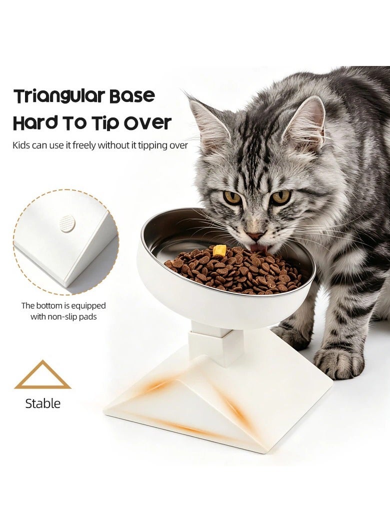 general Elevated Neck Protector Cat Bowl, Stainless Steel Adjustable Height Anti-tip Raised Pet Feeder Bowl - Image 2