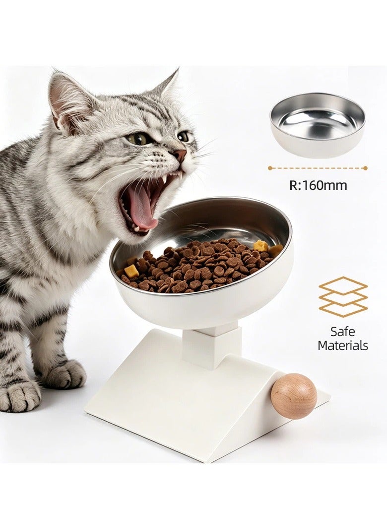 general Elevated Neck Protector Cat Bowl, Stainless Steel Adjustable Height Anti-tip Raised Pet Feeder Bowl - Image 3