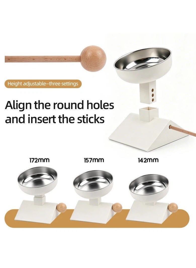 general Elevated Neck Protector Cat Bowl, Stainless Steel Adjustable Height Anti-tip Raised Pet Feeder Bowl - Image 4