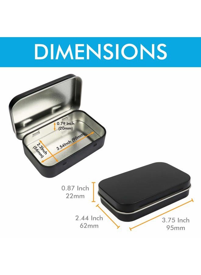 Millennial Essentials 4 Pack Metal Rectangular Empty Hinged Tins Box Containers 3.75 by 2.45 by 0.8 Inch Silver & Black Mini Portable Box Small Storage Kit Home Organizer (2 Black 2 Silver)  - Image 3