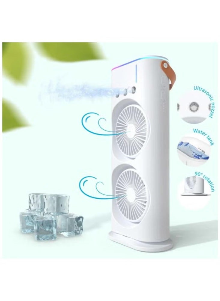 Dreamzon Dual Fan With USB Charging, Desk Fan Included 3 Spray Port Design And Warm Colorful Night Light, 3 Speed Wind ReguLation For Office, Home, Bedroom Desktop, Outdoor Picnic. - Image 2