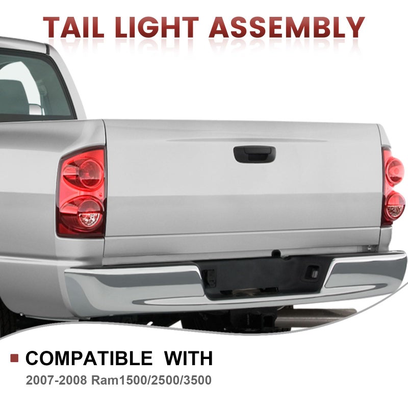 CONLLCON Tail Lights Assembly Compatible with 2007 2008 Dodge Ram 1500 2500 3500, Rear Light Taillights Replacement # 55277303AC 55277302AC - Image 2