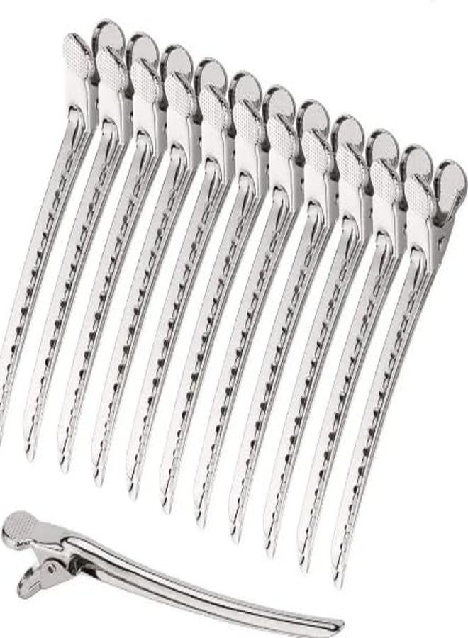 Sweetpea KRYTONE®. 12 PCS Professional Salon Hair Styling Steel Section Clips Hairdressing Clip Hair Clip (Silver) - Image 1