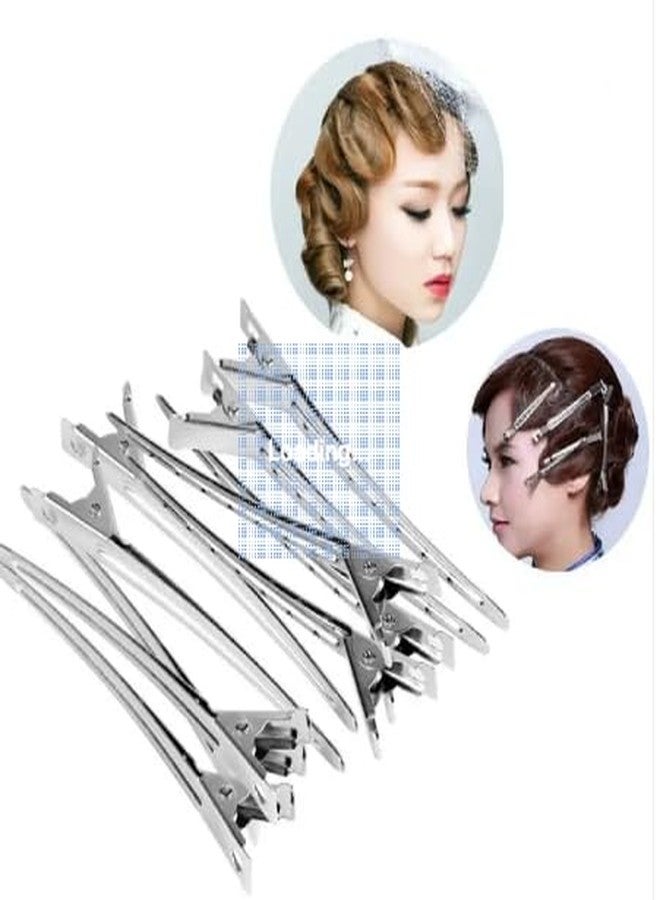Sweetpea KRYTONE®. 12 PCS Professional Salon Hair Styling Steel Section Clips Hairdressing Clip Hair Clip (Silver) - Image 3