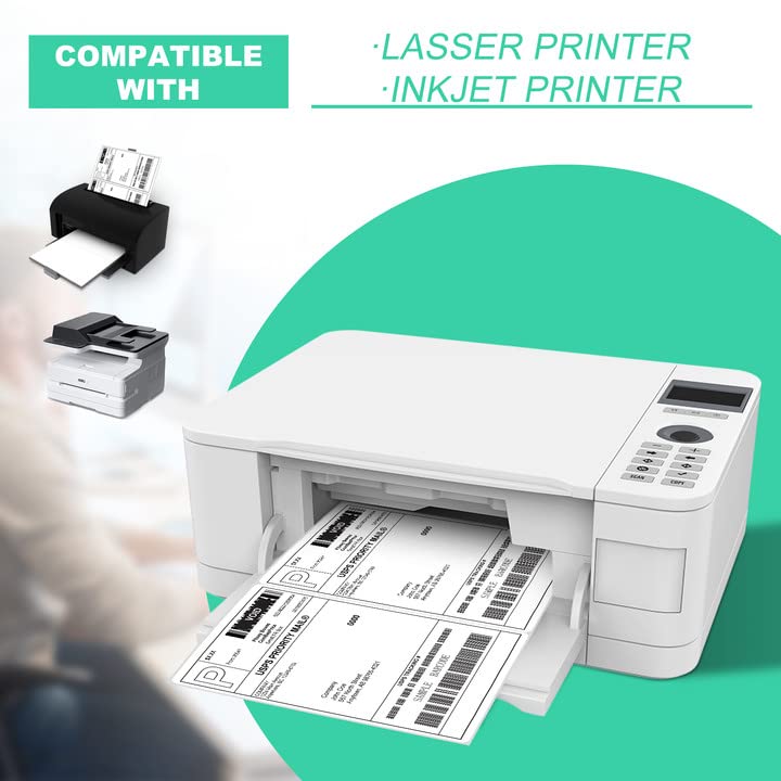 PAPRMA Half Sheet 8.5x5.5inch Shipping Mailing Label 200 Counts, 2 Labels Per Sheet 8.5 x 11 for Laser & Inkjet Printer, Permanent Adhesive Label Square Corner (100 Sheets) - Image 4
