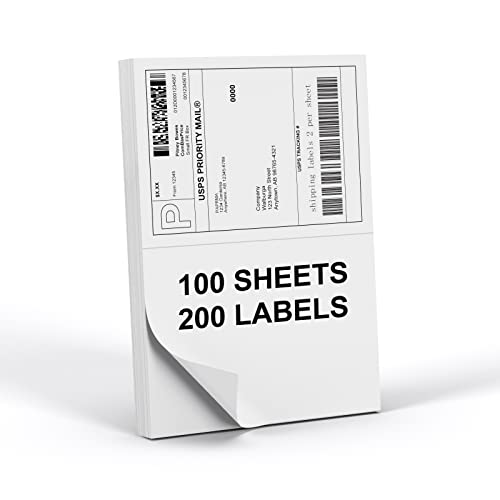 PAPRMA Half Sheet 8.5x5.5inch Shipping Mailing Label 200 Counts, 2 Labels Per Sheet 8.5 x 11 for Laser & Inkjet Printer, Permanent Adhesive Label Square Corner (100 Sheets) - Image 1