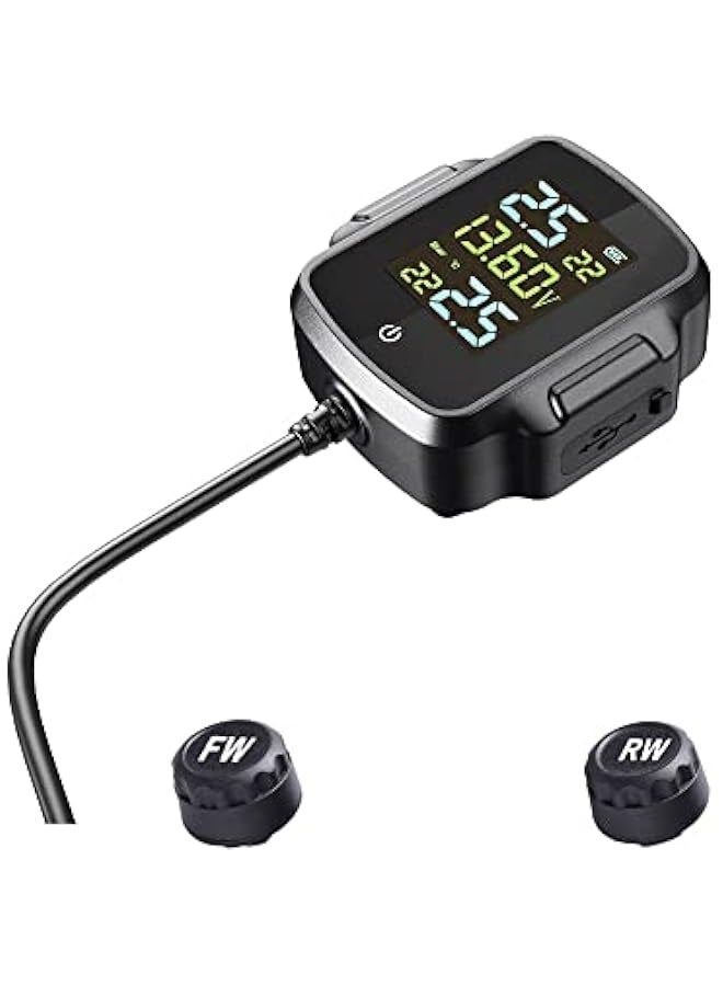 Tire Pressure Detector Motorcycle Tire Pressure Monitor Monitoring System with 2 Waterproof External Sensors Support USB Output - Image 3