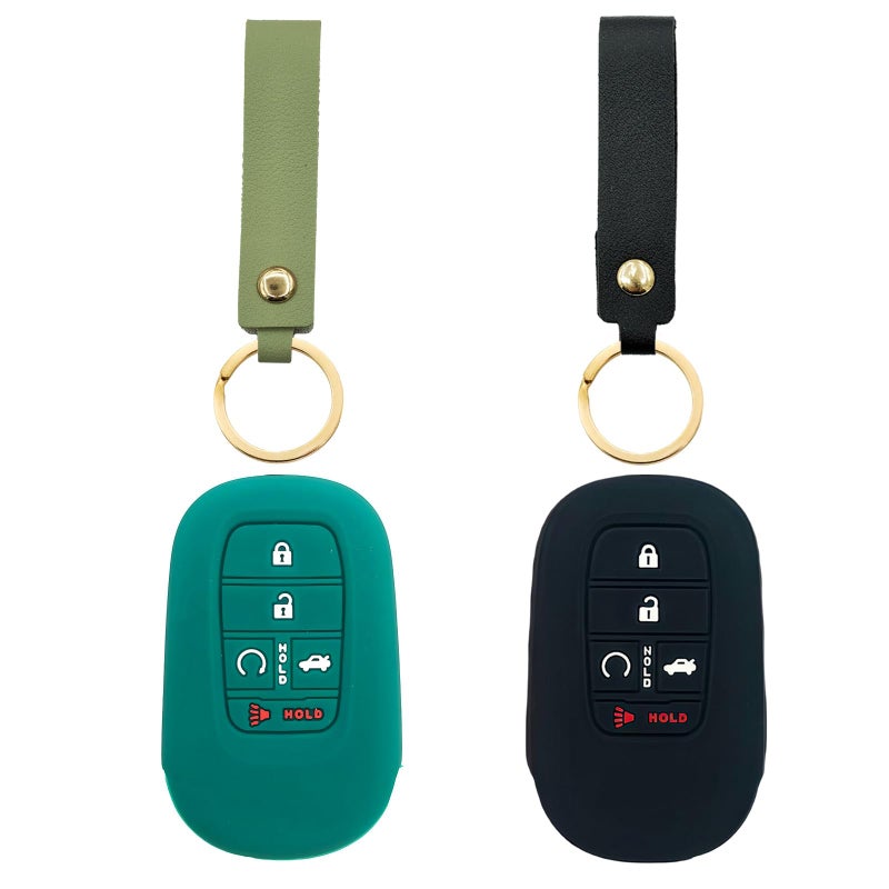 QKWL Key Fob Cover Car Keychain Key Fob Protector Compatible with Honda Civic Accord CRV HRV Pilot Sport Si EX EXL Touring 20222026 2 Pcs BlackGreen - Image 3