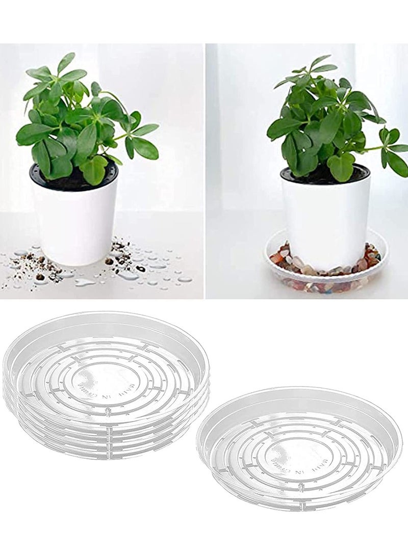 Hydroponic Vase, Plant Saucer, Cultivation, Clear Plastic Round Planter Tray for Indoors & Outdoors, Flower Pot Saucers for Plants Water Containers with No Holes - 6Inch, 5 Pack - Image 1