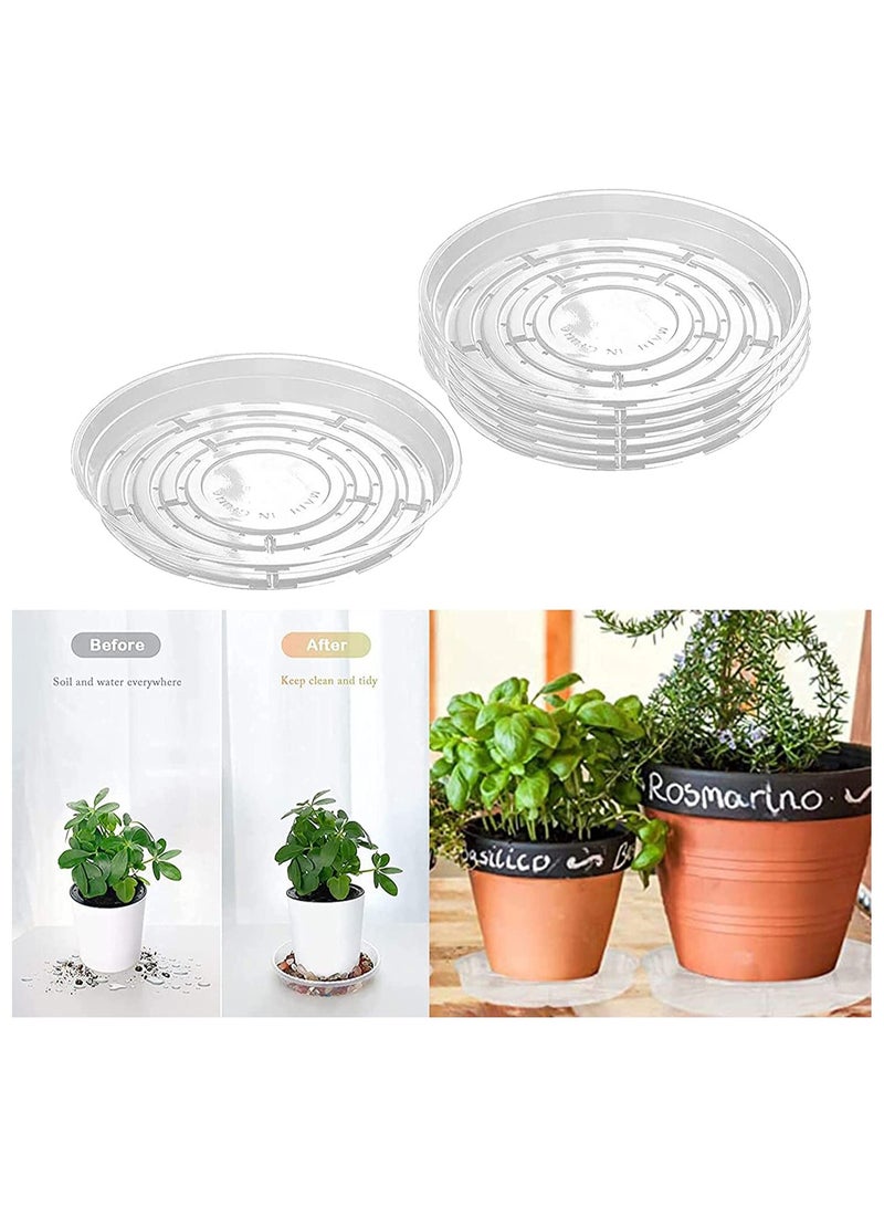 Hydroponic Vase, Plant Saucer, Cultivation, Clear Plastic Round Planter Tray for Indoors & Outdoors, Flower Pot Saucers for Plants Water Containers with No Holes - 6Inch, 5 Pack - Image 5
