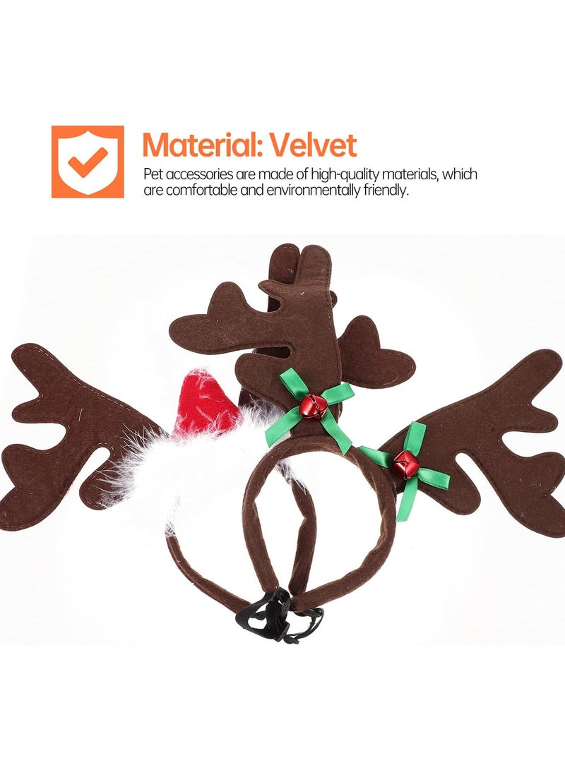 GGOOT 2pcs Christmas Reindeer Antlers Headband Pet Headband Pet Hat Pet Cosplay Costume Headwear Photo Props Cosplay Party Favors for Cat Dog - Image 2