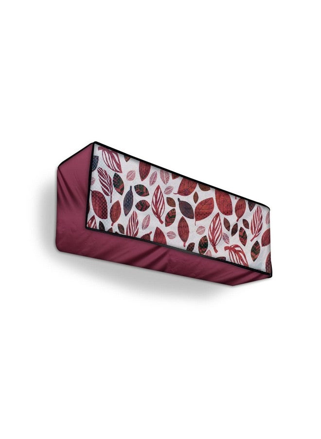 Da Anushi Da Anushi Split AC Cover Set of Indoor and Outdoor Unit for 1.5 Ton Capacity Attractive Digital Prints/Dustproof/Water Resistant (Maroon Grey Leaf)  - Image 2