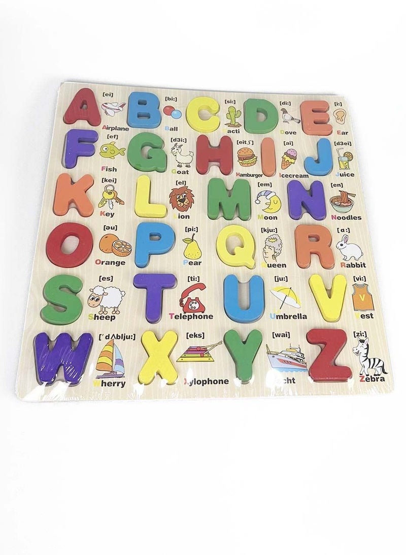 3 in 1 Wooden Puzzle for Toddlers, Wooden Alphabet Number Shape Puzzle ABC Learning Toys for Toddlers Kids (Set of 3)