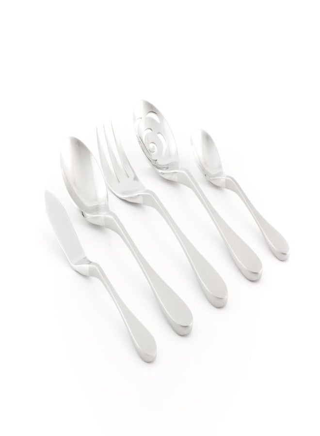 KNORK Original Forged Series Duo Finish 18/10 Stainless Steel 5-Piece Serving Set - Frosted Handle with Shiny Chrome Head - Image 2