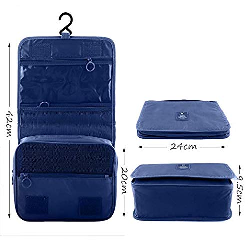 Handcuffs Polyester Toiletry Travel Organizer, Large Capacity Suitcase Luggage Portable Dopp Kit Wash Bag (Blue) - Image 3