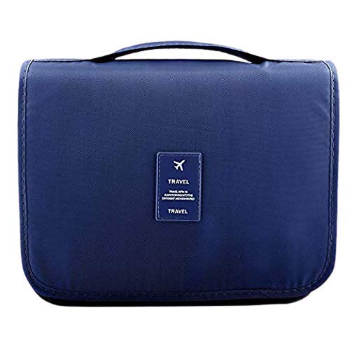 Handcuffs Polyester Toiletry Travel Organizer, Large Capacity Suitcase Luggage Portable Dopp Kit Wash Bag (Blue) - Image 1