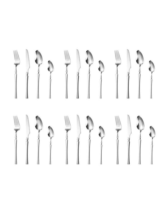 HOMESTAR طقم أدوات مائدة أنيقة من الفولاذ المقاوم للصدأ مكون من 24 قطعة فضي - Image 1