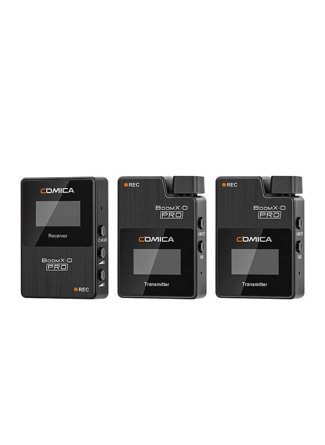 COMICA BoomX-D PRO D2 One-Trigger-Two 2.4G Dual-Channel Wireless Microphone System Built-in 8G Memory Card Digital & Analog Output Modes 100M Effective Range  - Image 1