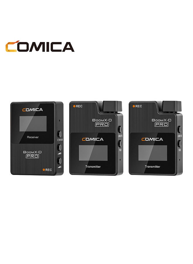 COMICA - BoomX-D PRO D2 One-Trigger-Two 2.4G Dual-Channel Wireless Microphone System Built-in 8G Memory Card Digital & Analog Output Modes 100M Effective Range - Image 1