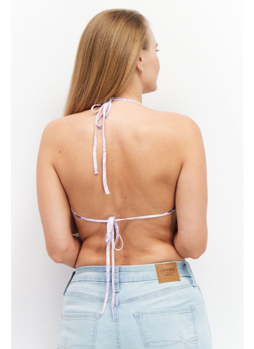 Asos Design - Women Double Tie Halter Top, Purple Combo - Image 1