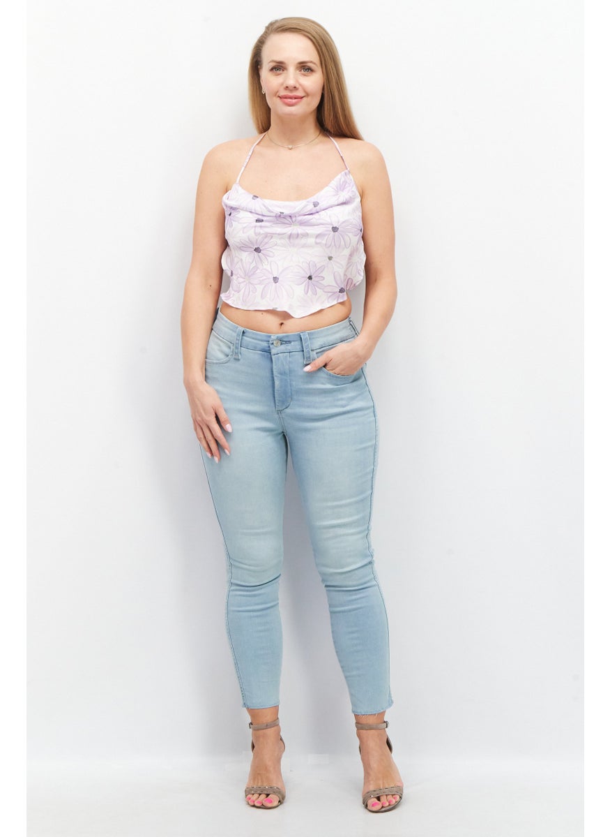 Asos Design - Women Double Tie Halter Top, Purple Combo - Image 1