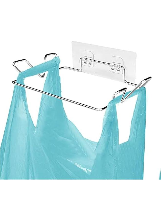 Stainless Steel Cupboard Trash Bag Holder, Portable Garbage Bin for Kitchen Cabinet Door, Wall Sticker Base Included. Easy Storage, Essential Kitchen Waste Bin.  - Image 1