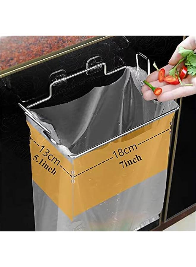 Stainless Steel Cupboard Trash Bag Holder, Portable Garbage Bin for Kitchen Cabinet Door, Wall Sticker Base Included. Easy Storage, Essential Kitchen Waste Bin.  - Image 5