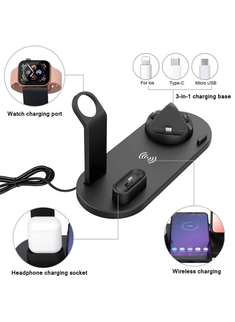 CATANES Wireless Charger for OnePlus 10 Pro Multiport Charging Station for Android iPhone Apple Watch with Type-C Micro USB Lightning Dock  - Image 1