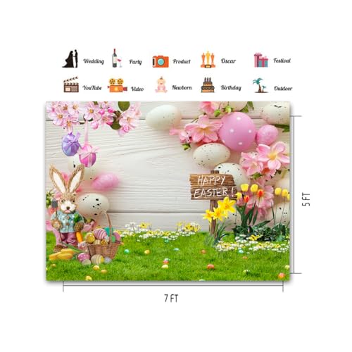 CHAIYA 7x5ft Easter Backdrop Spring Easter Photography Backdrop Easter Party Decor Banner Children Shower Birthday Party Decor Banner - Image 5