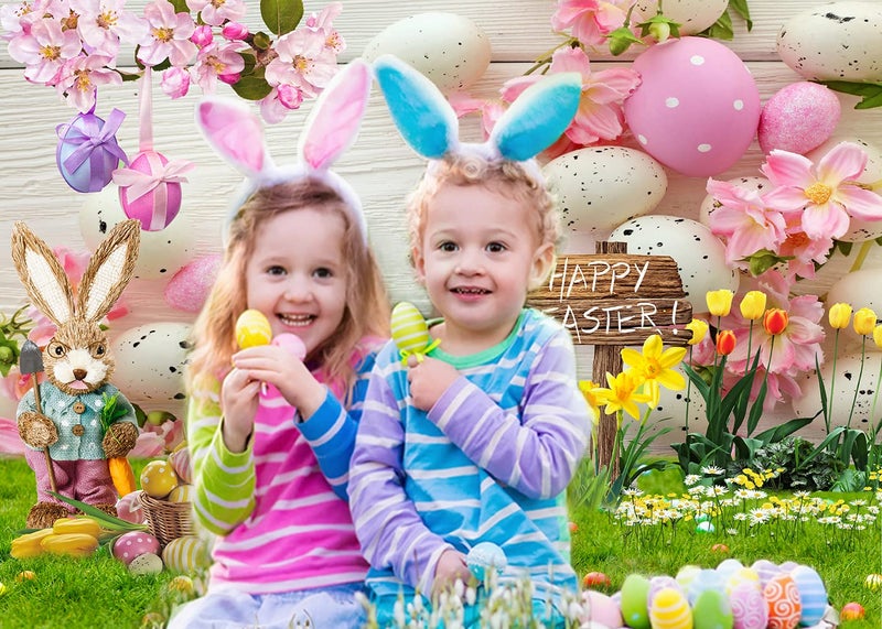 CHAIYA 7x5ft Easter Backdrop Spring Easter Photography Backdrop Easter Party Decor Banner Children Shower Birthday Party Decor Banner - Image 3