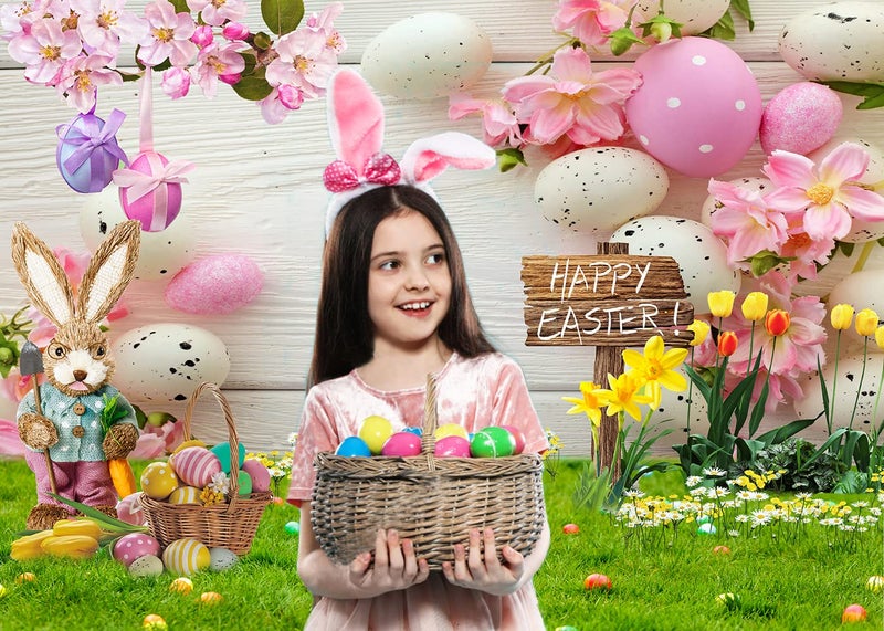 CHAIYA 7x5ft Easter Backdrop Spring Easter Photography Backdrop Easter Party Decor Banner Children Shower Birthday Party Decor Banner - Image 2