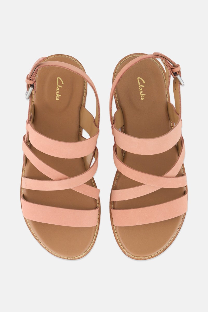 clarks Women Standard Karsea Sun Adjustable Sandals, Peach - Image 3