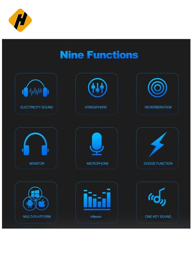 HuHa V8 Multifunctional Live Sound Card USB Audio Interface Intelligent Volume Adjustable Audio Mixer Sound Card for Recording Hosting Speech  - Image 5