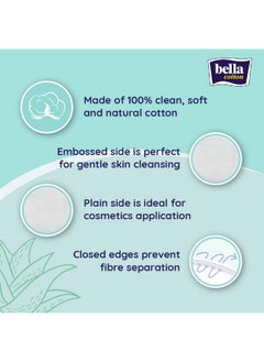 Bella Bella Cotton Pads | 100% Cotton | Double Sided | With Aloe Vera Extracts | For Skin Cleaning, Makeup Remover | Pack of 1 | 100 Pcs  - Image 3