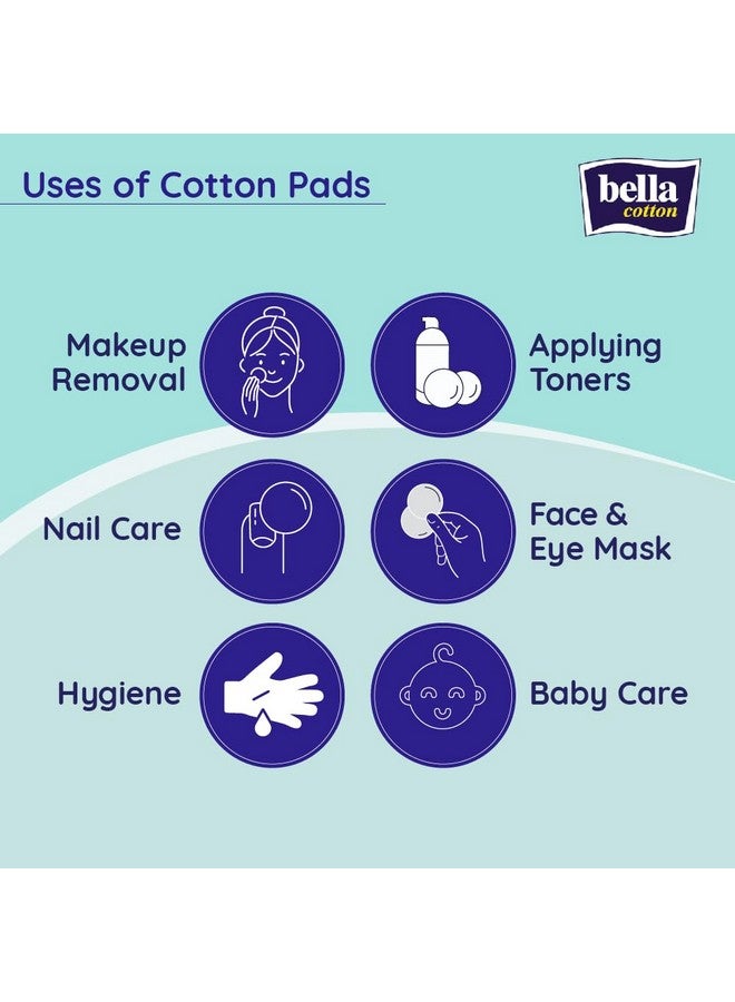 Bella Bella Cotton Pads | 100% Cotton | Double Sided | With Aloe Vera Extracts | For Skin Cleaning, Makeup Remover | Pack of 1 | 100 Pcs - Image 4